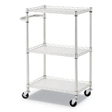 3-shelf Wire Cart With Liners, 24w X 16d X 39h, Silver, 500-lb Capacity