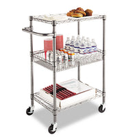 Three-tier Wire Cart With Basket, 28w X 16d X 39h, Black Anthracite