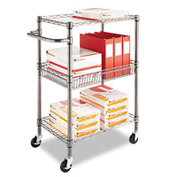 Three-tier Wire Cart With Basket, 28w X 16d X 39h, Black Anthracite