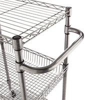 Three-tier Wire Cart With Basket, 28w X 16d X 39h, Black Anthracite