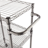 Three-tier Wire Cart With Basket, 28w X 16d X 39h, Black Anthracite