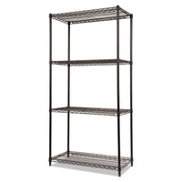 Nsf Certified Industrial 4-shelf Wire Shelving Kit, 36w X 18d X 72h, Black