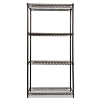 Nsf Certified Industrial 4-shelf Wire Shelving Kit, 36w X 18d X 72h, Black