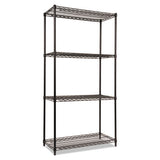 Nsf Certified Industrial 4-shelf Wire Shelving Kit, 36w X 18d X 72h, Black