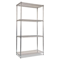 Nsf Certified Industrial 4-shelf Wire Shelving Kit, 36w X 18d X 72h, Silver