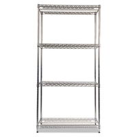 Nsf Certified Industrial 4-shelf Wire Shelving Kit, 36w X 18d X 72h, Silver