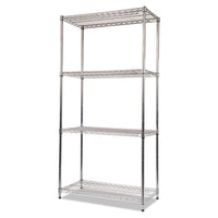 Nsf Certified Industrial 4-shelf Wire Shelving Kit, 36w X 18d X 72h, Silver