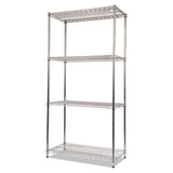 Nsf Certified Industrial 4-shelf Wire Shelving Kit, 36w X 18d X 72h, Silver