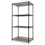 Nsf Certified Industrial 4-shelf Wire Shelving Kit, 36w X 24d X 72h, Black