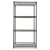 Nsf Certified Industrial 4-shelf Wire Shelving Kit, 36w X 24d X 72h, Black