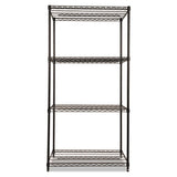 Nsf Certified Industrial 4-shelf Wire Shelving Kit, 36w X 24d X 72h, Black