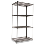 Nsf Certified Industrial 4-shelf Wire Shelving Kit, 36w X 24d X 72h, Black