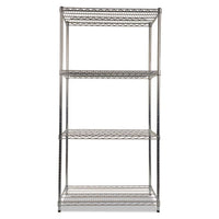 Nsf Certified Industrial 4-shelf Wire Shelving Kit, 36w X 24d X 72h, Silver