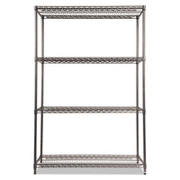 Wire Shelving Starter Kit, Four-shelf, 48w X 18d X 72h, Black Anthracite