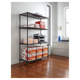 Nsf Certified Industrial 4-shelf Wire Shelving Kit, 48w X 18d X 72h, Black