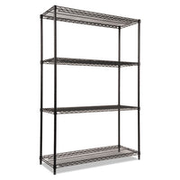 Nsf Certified Industrial 4-shelf Wire Shelving Kit, 48w X 18d X 72h, Black