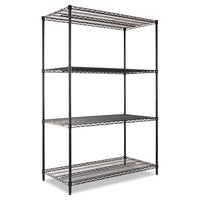 Nsf Certified Industrial 4-shelf Wire Shelving Kit, 48w X 18d X 72h, Black