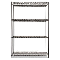 Nsf Certified Industrial 4-shelf Wire Shelving Kit, 48w X 18d X 72h, Black