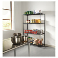 Nsf Certified Industrial 4-shelf Wire Shelving Kit, 48w X 18d X 72h, Black