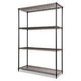 Nsf Certified Industrial 4-shelf Wire Shelving Kit, 48w X 18d X 72h, Black