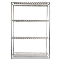 Nsf Certified Industrial 4-shelf Wire Shelving Kit, 48w X 18d X 72h, Silver