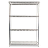 Nsf Certified Industrial 4-shelf Wire Shelving Kit, 48w X 18d X 72h, Silver