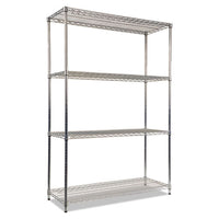 Nsf Certified Industrial 4-shelf Wire Shelving Kit, 48w X 18d X 72h, Silver