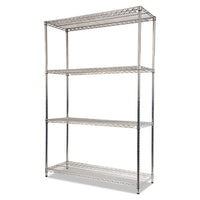 Nsf Certified Industrial 4-shelf Wire Shelving Kit, 48w X 18d X 72h, Silver