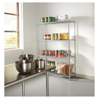 Nsf Certified Industrial 4-shelf Wire Shelving Kit, 48w X 18d X 72h, Silver