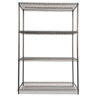 Wire Shelving Starter Kit, Four-shelf, 48w X 24d X 72h, Black Anthracite