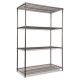 Wire Shelving Starter Kit, Four-shelf, 48w X 24d X 72h, Black Anthracite