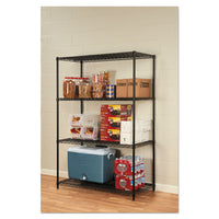 Nsf Certified Industrial 4-shelf Wire Shelving Kit, 48w X 24d X 72h, Black