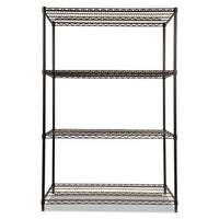 Nsf Certified Industrial 4-shelf Wire Shelving Kit, 48w X 24d X 72h, Black