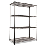 Nsf Certified Industrial 4-shelf Wire Shelving Kit, 48w X 24d X 72h, Black