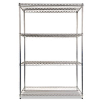 Nsf Certified Industrial 4-shelf Wire Shelving Kit, 48w X 24d X 72h, Silver
