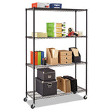 Nsf Certified 4-shelf Wire Shelving Kit With Casters, 48w X 18d X 72h, Black Anthracite