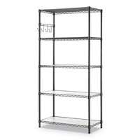 5-shelf Wire Shelving Kit With Casters And Shelf Liners, 36w X 18d X 72h, Black Anthracite