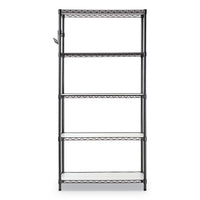 5-shelf Wire Shelving Kit With Casters And Shelf Liners, 36w X 18d X 72h, Black Anthracite