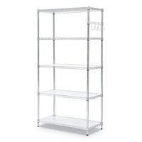 5-shelf Wire Shelving Kit With Casters And Shelf Liners, 36w X 18d X 72h, Silver