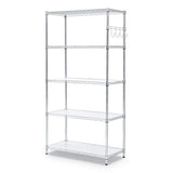 5-shelf Wire Shelving Kit With Casters And Shelf Liners, 36w X 18d X 72h, Silver