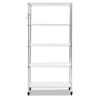 5-shelf Wire Shelving Kit With Casters And Shelf Liners, 36w X 18d X 72h, Silver