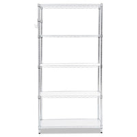 5-shelf Wire Shelving Kit With Casters And Shelf Liners, 36w X 18d X 72h, Silver