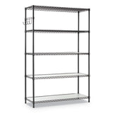 5-shelf Wire Shelving Kit With Casters And Shelf Liners, 48w X 18d X 72h, Black Anthracite