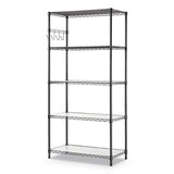 5-shelf Wire Shelving Kit With Casters And Shelf Liners, 48w X 18d X 72h, Silver