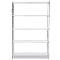 5-shelf Wire Shelving Kit With Casters And Shelf Liners, 48w X 18d X 72h, Silver