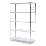 5-shelf Wire Shelving Kit With Casters And Shelf Liners, 48w X 18d X 72h, Silver