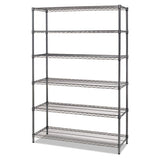 Nsf Certified 6-shelf Wire Shelving Kit, 48w X 18d X 72h, Black Anthracite