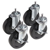 Optional Casters For Wire Shelving, 125 Lbs-caster, Black, 4-set