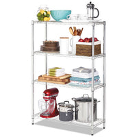 Residential Wire Shelving, Four-shelf, 36w X 14d X 54h, Silver