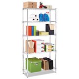 Residential Wire Shelving, Five-shelf, 36w X 14d X 72h, Silver